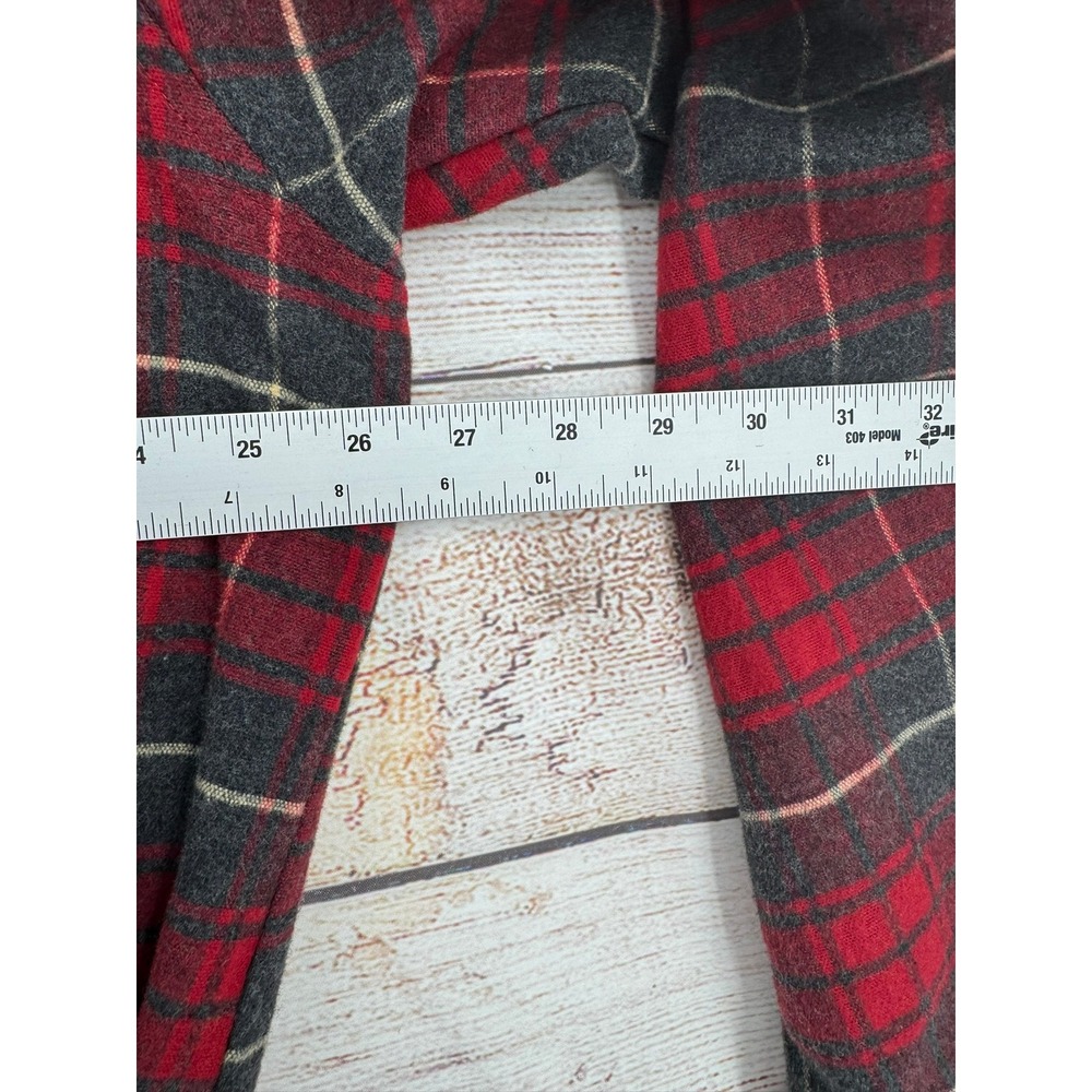 L.L. Bean Flannel Robe Men Large Tall Red Plaid Cotton Belted Loungewear - Picture 7 of 9